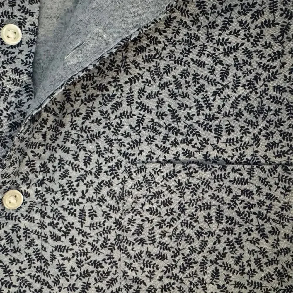 J.Crew Slim Fit Floral Print Button-Down Shirt Blue and Grey